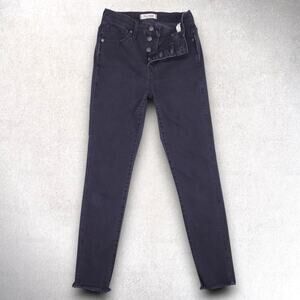 Madewell 10" High-Rise Skinny Jeans Womens 26 Black Exposed Button Fly City Chic